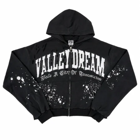 Vale Forever “Valley Dreams” Splatter Zip Up Hoodie Black