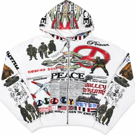 Vale Forever “Peace” Zip Up Hoodie White