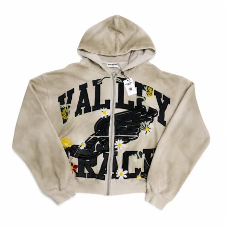 Vale Forever “Valley Racer” Zip Up Hoodie Beige